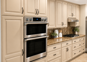 "Canvas Tan" painted maple Canvas Tan Painted Maple Cabinet Refacing